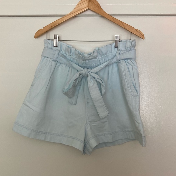 NWT Pact Denim Chambray Paper bag Shorts organic cotton light blue Large L - Picture 8 of 12